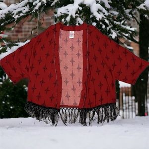 Trillium’s lightweight fringe kimono